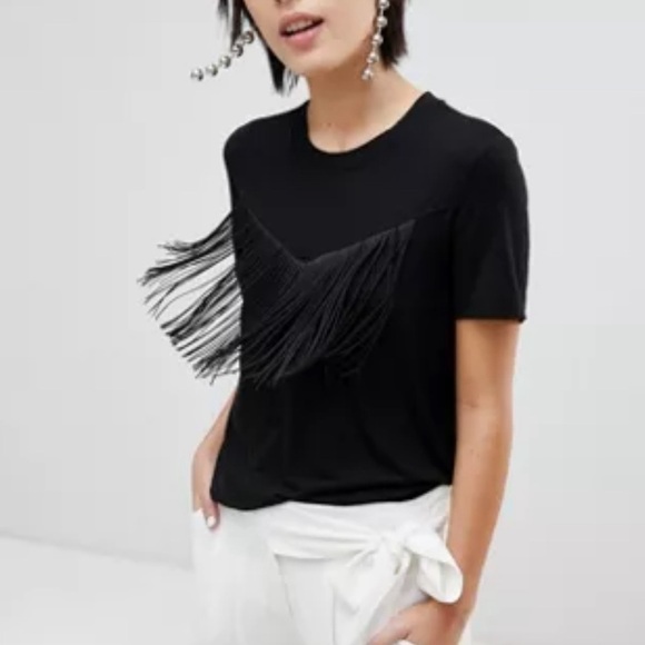 Fringe sequin short sleeve shirt women’s size L - Picture 1 of 7